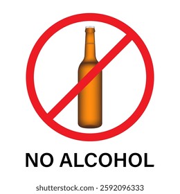 No Alcohol Sign. Vector Illustration.