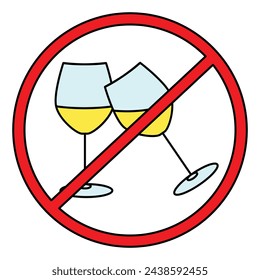 No Alcohol Sign Vector.  Prohibiting Alcohol Beverages. Beer Beverage Stop Sign. Bad Stamp.