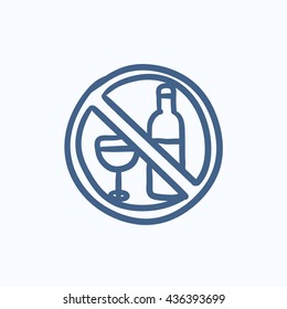No alcohol sign vector sketch icon isolated on background. Hand drawn No alcohol sign icon. No alcohol sign sketch icon for infographic, website or app. Stock Vector