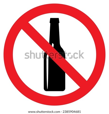 No Alcohol Sign Vector. Strike Through Red Circle. Prohibiting Alcohol Beverages. Beer Beverage Stop Sign. Bad Stamp. Isolated Flat Cartoon Illustration .