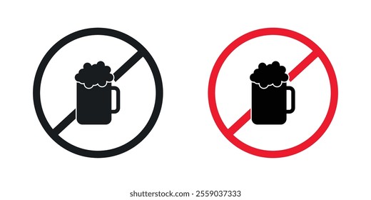 No alcohol sign vectors in black and colored version