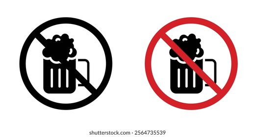 No alcohol sign vectors in flat syle