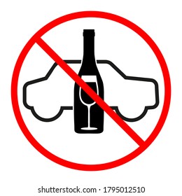 no hay señal de alcohol mientras se conduce alcohol en un círculo rojo tachado
