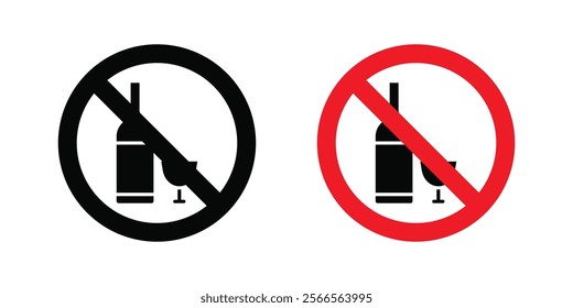 No alcohol signs in black and color style