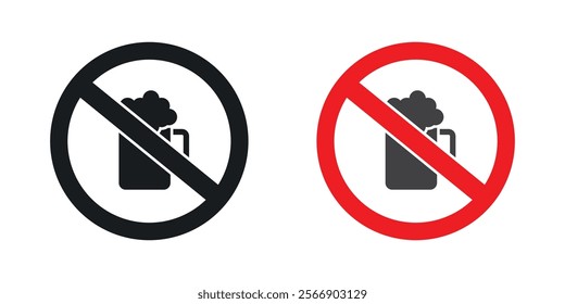 No alcohol signs set in black and colored