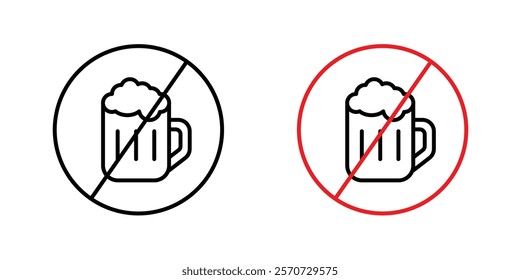 No alcohol signs vectors on white background.