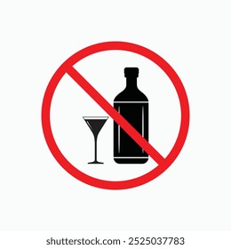 No alcohol sing Vector, No drinking sign symbol.