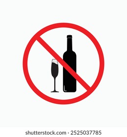 No alcohol sing Vector, No drinking sign symbol.