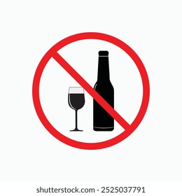 No alcohol sing Vector, No drinking sign symbol.