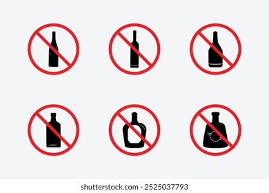 No alcohol sing Vector, No drinking sign symbol.