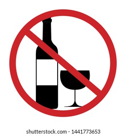 No alcohol sing vector. No Alcohol Vector Sign. Do not Drink Wine. 