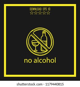 no alcohol sketch vector icon