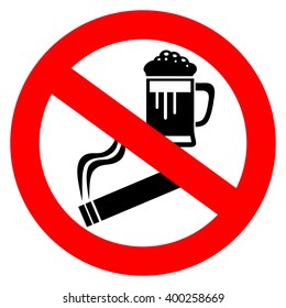 No Alcohol Smoking Sign Illustration Isolated Stock Vector (Royalty ...