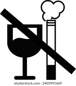 Sin alcohol, sin símbolo de tabaco, vector