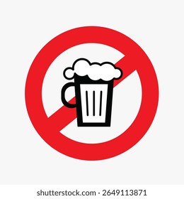 No Alcohol Symbol: A clear and direct visual message with a graphic of a beer glass inside a red prohibition symbol.	