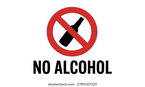 No Alcohol Symbol with Text Warning Against Drinking