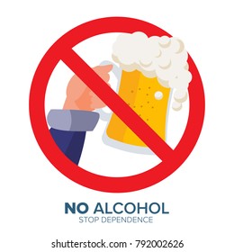 No Alcohol Symbol Vector. Ban Liquor Label. Isolated Flat Cartoon Illustration 
