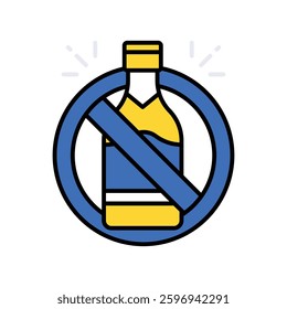 No alcohol vector filled outline icon. EPS 10 file