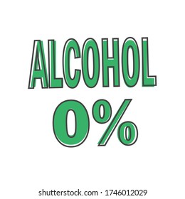 No alcohol. Vector icon alcohol 0% cartoon style on white isolated background.