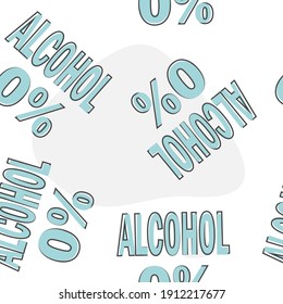 No alcohol. Vector icon alcohol 0 cartoon style on seamless pattern on a white background.