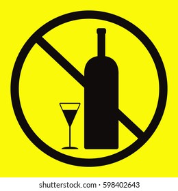 no alcohol vector icon. Black icon and yellow