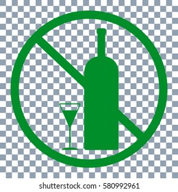 no alcohol vector icon. Dark green icon on transparent background.