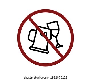 No alcohol vector icon.  Editable stroke. Linear symbol for use on web design and mobile apps, logo. No beer symbol illustration. Pixel vector graphics - Vector