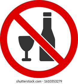 No alcohol vector icon. Flat No alcohol pictogram is isolated on a white background.