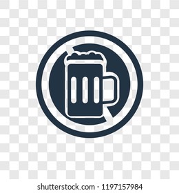No alcohol vector icon isolated on transparent background, No alcohol transparency logo concept