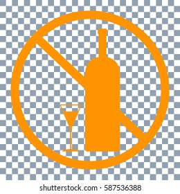 no alcohol vector icon on transparent background. Orange icon