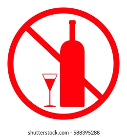 no alcohol vector icon. Red icon