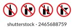 No alcohol vector icon. Set of no alcohol vector signs. Do not drink alcohol in this area. No drink vector illustration.