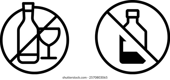 "No Alcohol Vector Icon Set: Prohibition and Awareness Graphics"