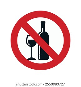 No hay ícono de Vector de alcohol. no hay signos de Vector de alcohol. No beba alcohol en esta área. No bebas Ilustración vectorial.