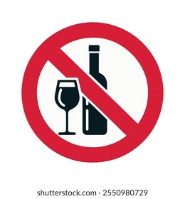 No hay ícono de Vector de alcohol. no hay signos de Vector de alcohol. No beba alcohol en esta área. No bebas Ilustración vectorial.