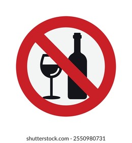 No hay ícono de Vector de alcohol. no hay signos de Vector de alcohol. No beba alcohol en esta área. No bebas Ilustración vectorial.