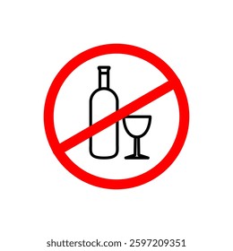 no alcohol vector sign. do not drink alcohol in this area. No drink simple illustration isolated on white background.