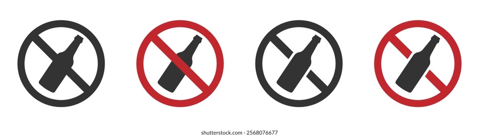 No alcohol vector signs set