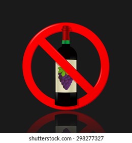 No alcohol, warning sign, vector illustration