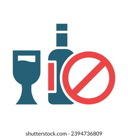 No Alcoholic Drink Vector Glyph Two Color Icons For Personal And Commercial Use.
