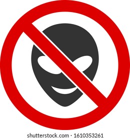 No alien vector icon. Flat No alien pictogram is isolated on a white background.