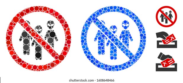 No aliens composition of filled circles in various sizes and color tinges, based on no aliens icon. Vector filled circles are composed into blue mosaic.