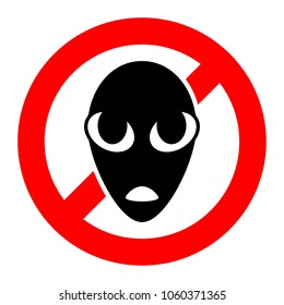 No aliens sign. Humanoid face silhouette. Vector