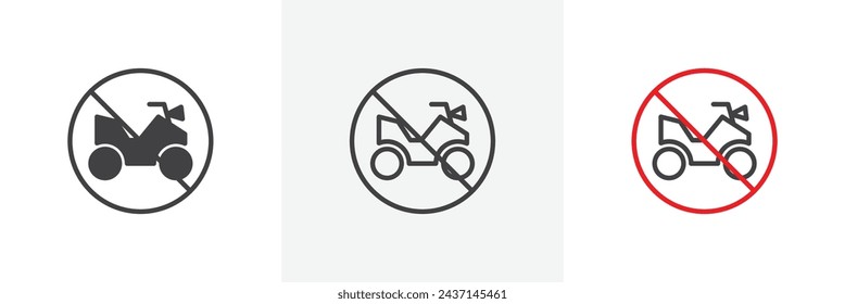 No All Terrain Vehicle Sign Isolated Line Icon Style Design. Simple Vector Illustration