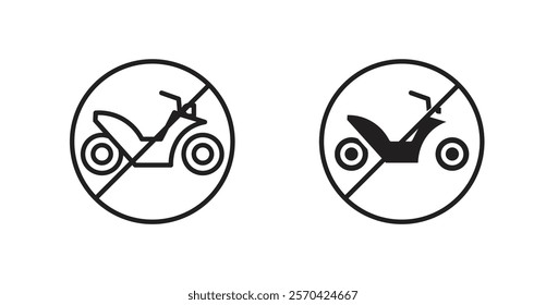 No all terrain vehicle sign vectors set in black. line and flat versions