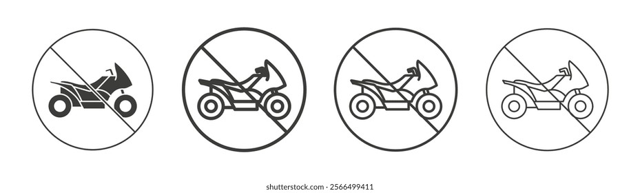 No all terrain vehicle signs flat and linear vector illustration on white background.