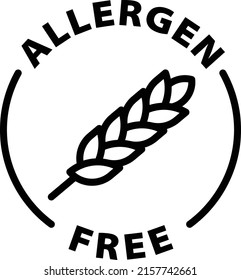 no allergen free black outline badge icon label isolated vector on transparent background	 svg