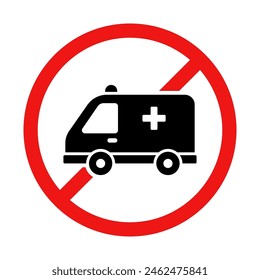 No Ambulance Sign on White Background