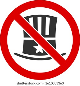 No american vector icon. Flat No american symbol is isolated on a white background.