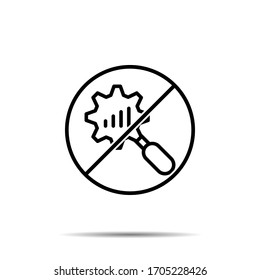 No analystics, setting, magnifier icon. Simple thin line, outline vector of project management ban, prohibition, embargo, interdict, forbiddance icons for ui and ux, website